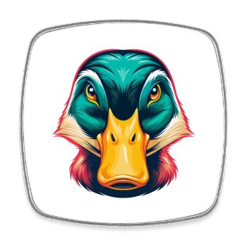 canard mignon kawaii dessin animé clipart visage d’animal - Magnet carré - blanc - Devant