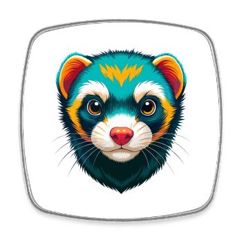 Ferret Cute Kawaii Cartoon Clipart Animal Face - Square fridge magnet - white - Front