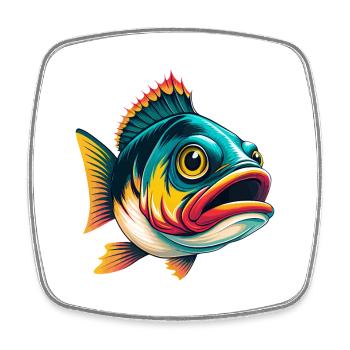 Fish Cute Kawaii Cartoon Clipart Animal Face - Square fridge magnet - white - Front