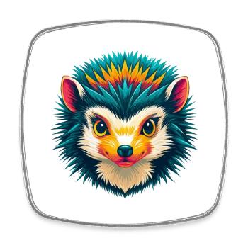 Igel Niedlich Kawaii Cartoon Clipart Tier Gesicht - Viereckiger Kühlschrankmagnet - Weiß - Vorne