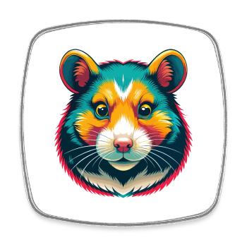 Hamster Cute Kawaii Cartoon Clipart Animal Face - Square fridge magnet - white - Front