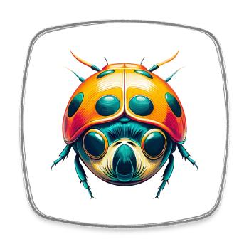 coccinelle mignon kawaii dessin animé clipart visage d’animal - Magnet carré - blanc - Devant