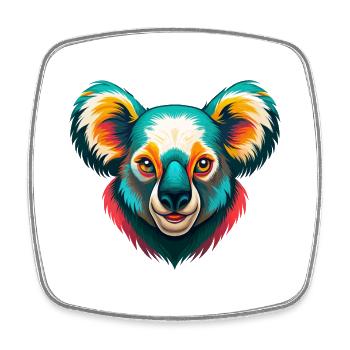 Koala Niedliches Kawaii Cartoon Clipart Tier Gesicht - Viereckiger Kühlschrankmagnet - Weiß - Vorne