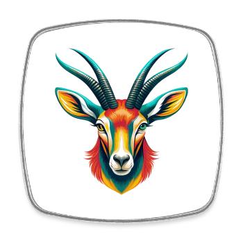 Oryx mignon Kawaii dessin animé Clipart visage d’animal - Magnet carré - blanc - Devant