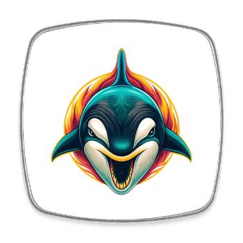 Orca Niedlich Kawaii Cartoon Clipart Tier Gesicht - Viereckiger Kühlschrankmagnet - Weiß - Vorne