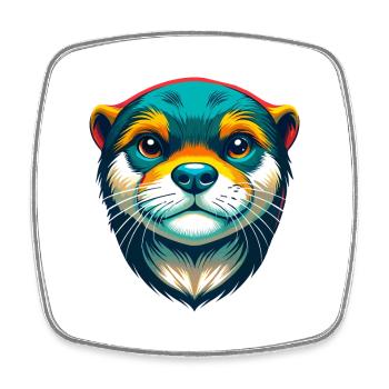 loutre mignon kawaii dessin animé clipart visage d’animal - Magnet carré - blanc - Devant