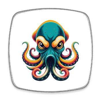 pieuvre mignon kawaii dessin animé clipart visage d’animal - Magnet carré - blanc - Devant