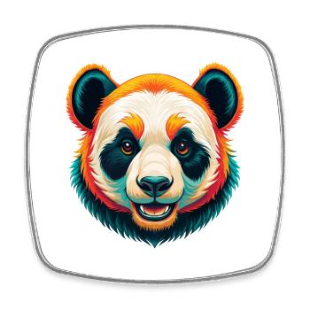 Panda Mignon Kawaii Dessin Animé Clipart Visage D’animal - Magnet carré - blanc - Devant