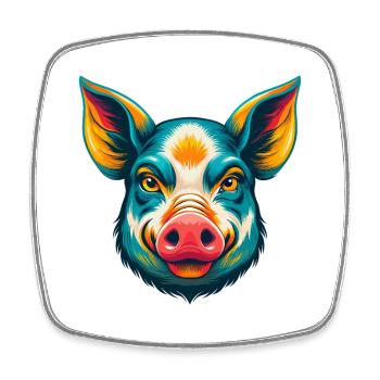 Schwein süß Kawaii Cartoon Clipart Tier Gesicht - Viereckiger Kühlschrankmagnet - Weiß - Vorne