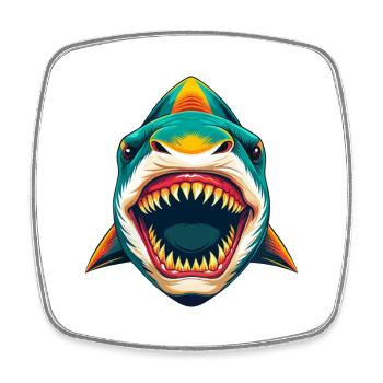 Shark Cute Kawaii Cartoon Clipart Animal Face - Square fridge magnet - white - Front
