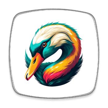cygne mignon kawaii dessin animé clipart visage d’animal - Magnet carré - blanc - Devant