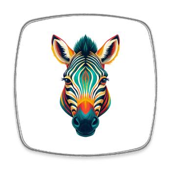 Zebra Niedliches Kawaii Cartoon Clipart Tier Gesicht - Viereckiger Kühlschrankmagnet - Weiß - Vorne