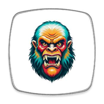 Yeti Niedliche Kawaii Cartoon Clipart Tier Gesicht - Viereckiger Kühlschrankmagnet - Weiß - Vorne