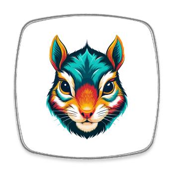 Eichhörnchen Niedliches Kawaii Cartoon Clipart Tier Gesicht - Viereckiger Kühlschrankmagnet - Weiß - Vorne