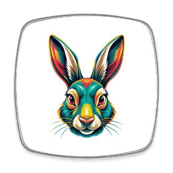 Kaninchen Niedlich Kawaii Cartoon Clipart Tier Gesicht - Viereckiger Kühlschrankmagnet - Weiß - Vorne