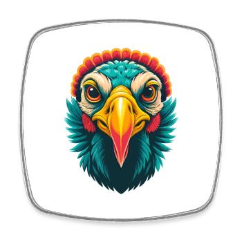 Turquie mignon Kawaii dessin animé Clipart visage d’animal - Magnet carré - blanc - Devant