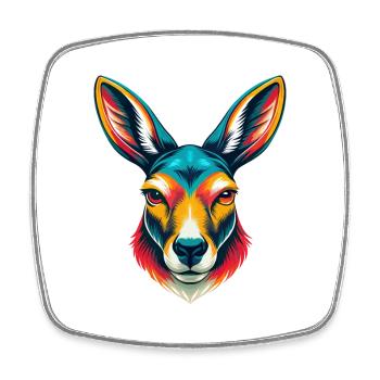 Kangourou mignon kawaii dessin animé Clipart visage d’animal - Magnet carré - blanc - Devant