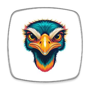 Ostrich Cute Kawaii Cartoon Clipart Animal Face - Square fridge magnet - white - Front