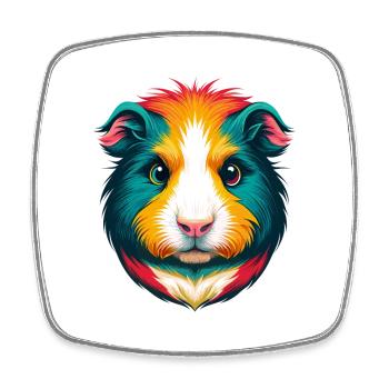 Cochon d’Inde mignon Kawaii dessin animé Clipart Visage d’animal - Magnet carré - blanc - Devant