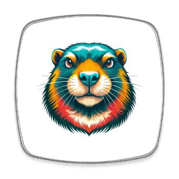 Groundhog Cute Kawaii Cartoon Clipart Animal Face - Square fridge magnet - white - Front