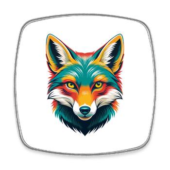 Fox Cute Kawaii Cartoon Clipart Animal Face - Square fridge magnet - white - Front