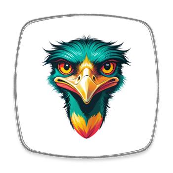 émeu mignon kawaii dessin animé clipart visage d’animal - Magnet carré - blanc - Devant