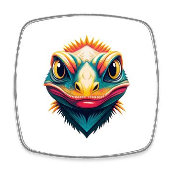 Eidechse Niedlich Kawaii Cartoon Clipart Tier Gesicht - Viereckiger Kühlschrankmagnet - Weiß - Vorne