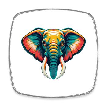 Elefant Niedlich Kawaii Cartoon Clipart Tier Gesicht - Viereckiger Kühlschrankmagnet - Weiß - Vorne