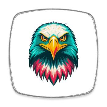aigle mignon kawaii dessin animé clipart visage d’animal - Magnet carré - blanc - Devant