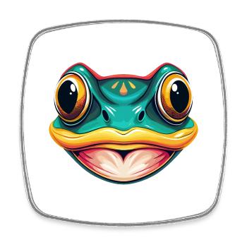 Frog Cute Kawaii Cartoon Clipart Animal Face - Square fridge magnet - white - Front