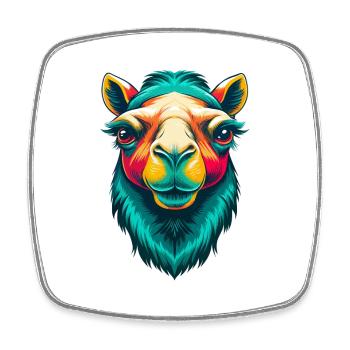 Chameau mignon Kawaii dessin animé Clipart visage d’animal - Magnet carré - blanc - Devant