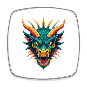 Dragon Cute Kawaii Cartoon Clipart Animal Face - Square fridge magnet - white - Front