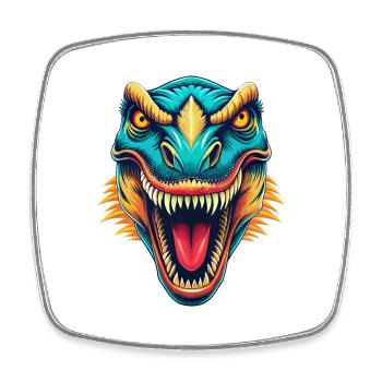Dinosaurier Niedlich Kawaii Cartoon Clipart Tier Gesicht - Viereckiger Kühlschrankmagnet - Weiß - Vorne