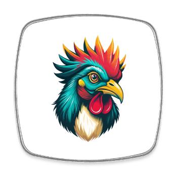 Huhn Niedliches Kawaii Cartoon Clipart Tier Gesicht - Viereckiger Kühlschrankmagnet - Weiß - Vorne