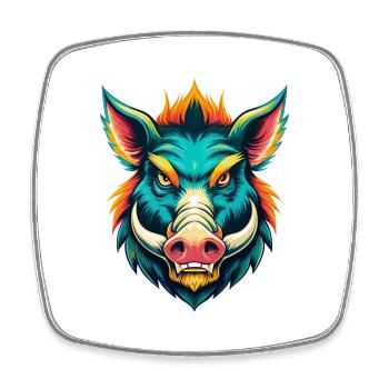 Wildschwein süße Kawaii Cartoon Clipart Tier Gesicht - Viereckiger Kühlschrankmagnet - Weiß - Vorne