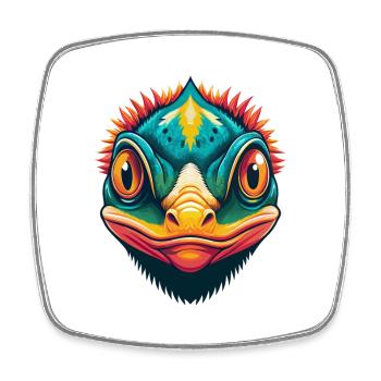 Chamäleon Niedliches Kawaii Cartoon Clipart Tier Gesicht - Viereckiger Kühlschrankmagnet - Weiß - Vorne