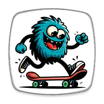 extraterrestre martien extraterrestre sur skateboard - Magnet carré - blanc - Devant