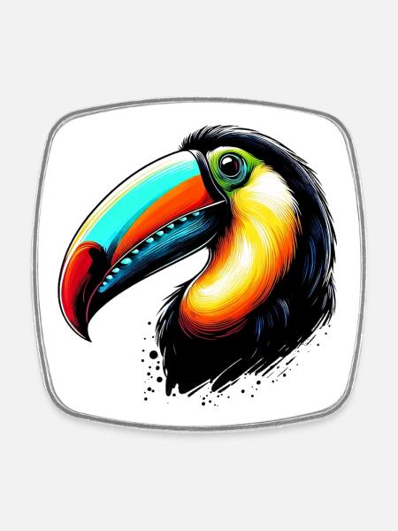 Toucan - Magnet carré - blanc
