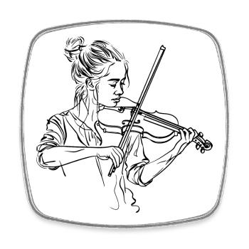 Fiddle Girl Drawing - Square fridge magnet - white - Front