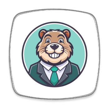 Castor Kawaii Dessin animé Personnage Animal Visage D’animal - Magnet carré - blanc - Devant