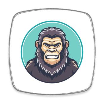 BigFoot Kawaii Cartoon Character Animal Pet Face - Square fridge magnet - white - Front