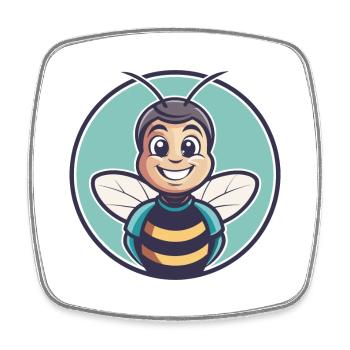 Abeille Kawaii Dessin Animé Personnage Animal Animal Visage - Magnet carré - blanc - Devant