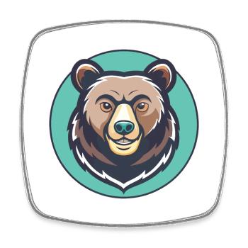 Ours Kawaii Dessin animé Personnage Animal Animal Visage - Magnet carré - blanc - Devant