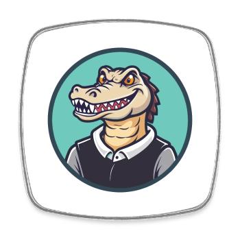 Crocodile Kawaii Cartoon Character Animal Pet Face - Square fridge magnet - white - Front