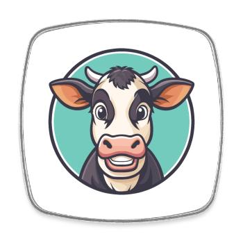 vache kawaii dessin animé personnage animal visage d’animal de compagnie - Magnet carré - blanc - Devant