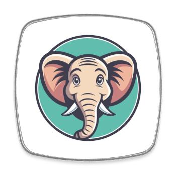 Elephant Kawaii Cartoon Character Animal Pet Face - Square fridge magnet - white - Front