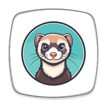 Furet Kawaii Dessin Animé Personnage Animal Animal Visage - Magnet carré - blanc - Devant