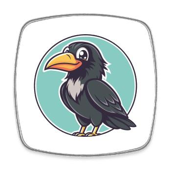Krähe Kawaii Cartoon Figur Tier Haustier Gesicht - Viereckiger Kühlschrankmagnet - Weiß - Vorne