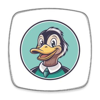 Canard Kawaii Dessin Animé Personnage Animal Animal Visage - Magnet carré - blanc - Devant