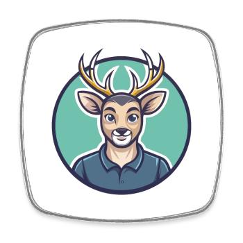 cerf kawaii dessin animé personnage animal animal visage - Magnet carré - blanc - Devant